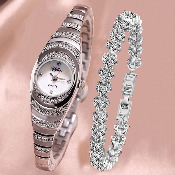 Lyxigt diamantbestrött stjärnklart elegant quartz-klockset med diamanter för alla tillfällen Style Six suit with box
