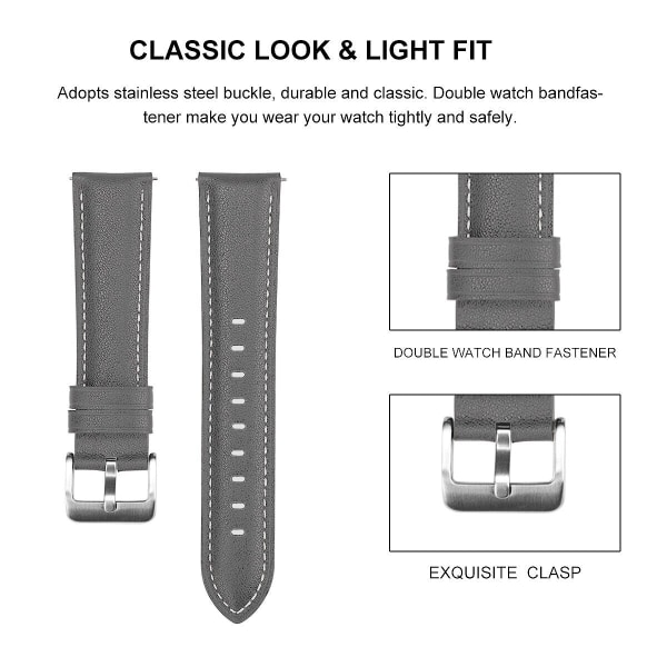 20 mm 22 mm watch för Samsung Galaxy Watch Active 2 40 mm 44 mm utbytesarmband Elegant armband 4 Gray 20mm