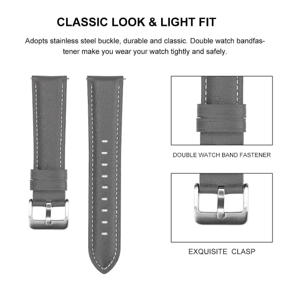 20mm 22mm Mode Läder Klockarmband för Samsung Galaxy Watch Active 2 40mm 44mm Ersättningsarmband Elegant Armband 3 Coffee Active 2 40mm 44mm