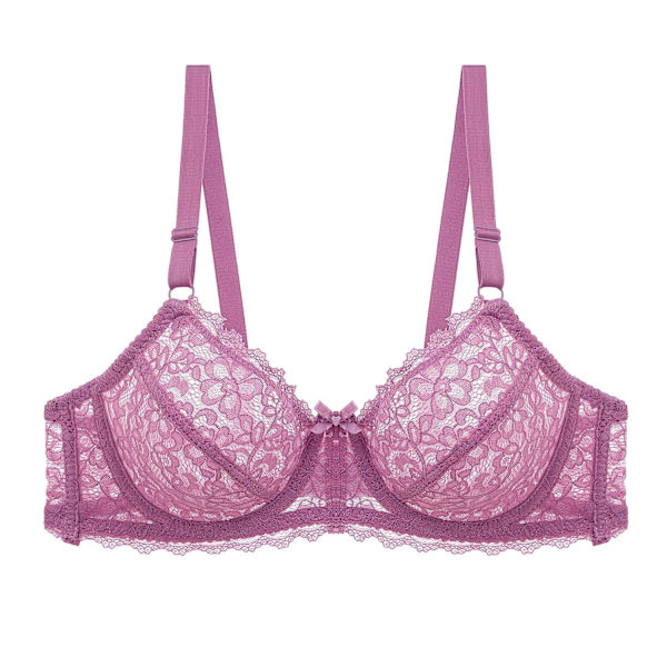 Ultratynd Plus Size Dame Undertøjs BH Solid Gennemsigtig Blonde Dame BH White 42C