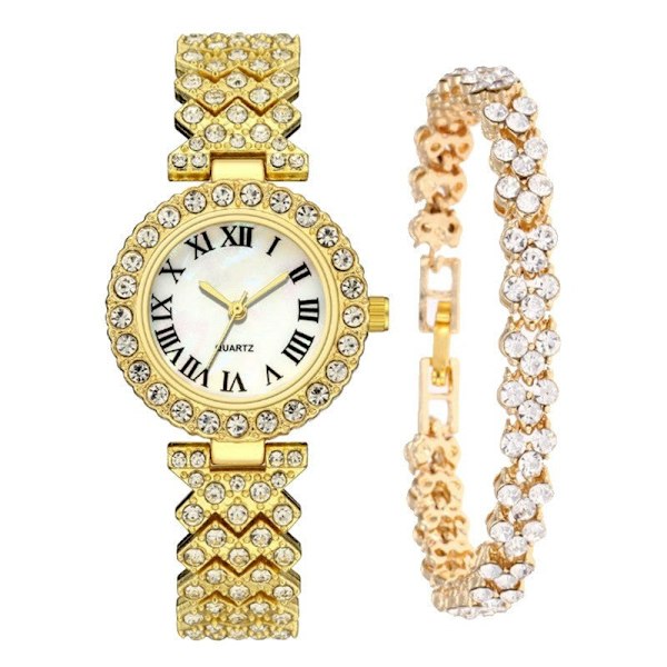 Gudinde Armbåndsur Rosaguld Diamant Quartz Ur Dame Romersk Diamant Dameur Gold