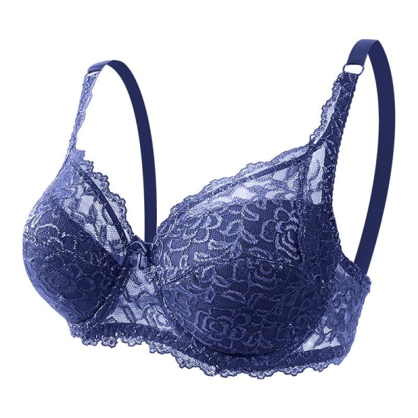 Pitsinen Plus-kokoinen Rintaliivi Säädettävä Push Up Mukava Naisten Rintaliivi Blue 36/80CD