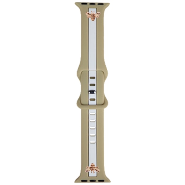 Kellon ranneke Apple Watch iWatch 42-49mm musta laatikko Khaki valkoisella + ruusukultainen mehiläinen