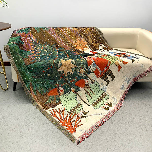 Multifunksjonelt Teppe Dekorativt Jacquard Gobelin Sofahåndkle Chenille Ode 160*130