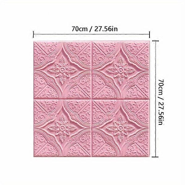 1/5/10 kpl 70*70cm Itseliimautuva lämmin makuuhuoneen 3D-seinäpaneeli kattoon/seinään, vaaleanpunainen 10 kpl 70*70 pink 10pcs 70*70