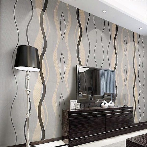 Livingandhome 10m Tapet Modern Geometrisk Böjd Linjär Vardagsrum Sovrum Tapet