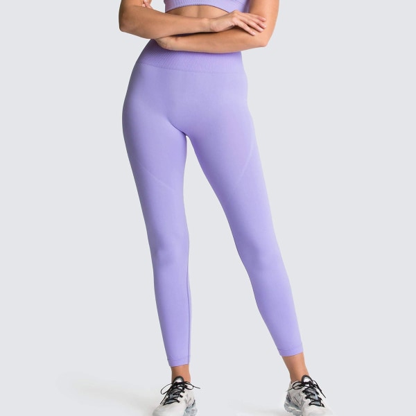 Sömlös Enfärgad Andningsbar Snabbtorkande Fitness Hög midja Persika Höfthöjning Skinny Stretch Hip Lift Yogabyxor för kvinnor 6095 pants-dark gray M