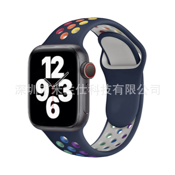 Klockarmband för Apple Watch iWatch 38/40/41/42mm-S10 standardstorlek SM kod 50 midnattsblå regnbåge