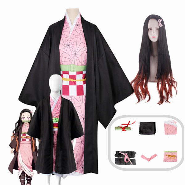 Aikuisten Lasten Anime Demon Slayer Kimetsu no Yaiba Kamado Nezuko Kimono Cosplay Puku Vaatteet A2 150