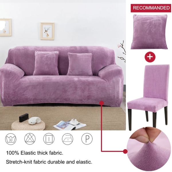 Fløjlsblød tyk sofabetræk All-inclusive elastisk sektionssofabetræk til stue Chaiselong L-formede hjørnebetræk -coffee 1-seater(90-140 cm)