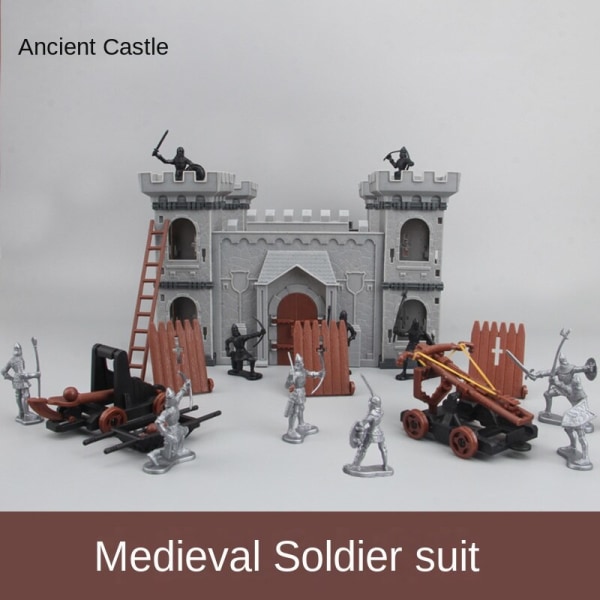 Militär församling Slott Forntida soldater Soldater Belägring Bil Barns DIY War Toy Model Set Medieval castle