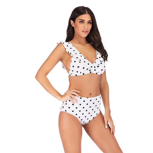 Flickbaddräkt Stor Storlek Prickig Delad Sexig Bikini Dam Enfärgad Andningsbar Badkläder Polka dot M