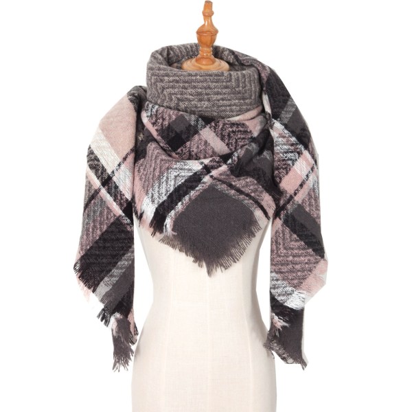 Nytt Høst- og Vintersjal Sirkelgarn Børste Fortykket Rutete Firkantet Skjerf Kappe scarfgirl1084SF 135cm