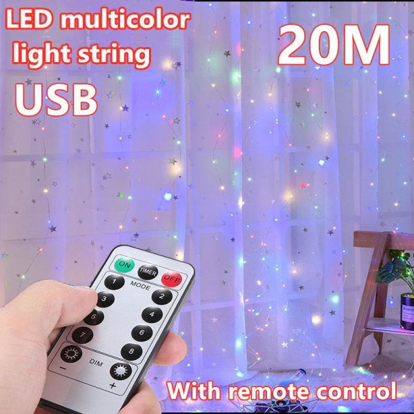 LED Fjärrkontroll Girlang Koppartråd Fairy Light för Vattentät Lysande Utomhusdekoration Ljus Warm white 5M