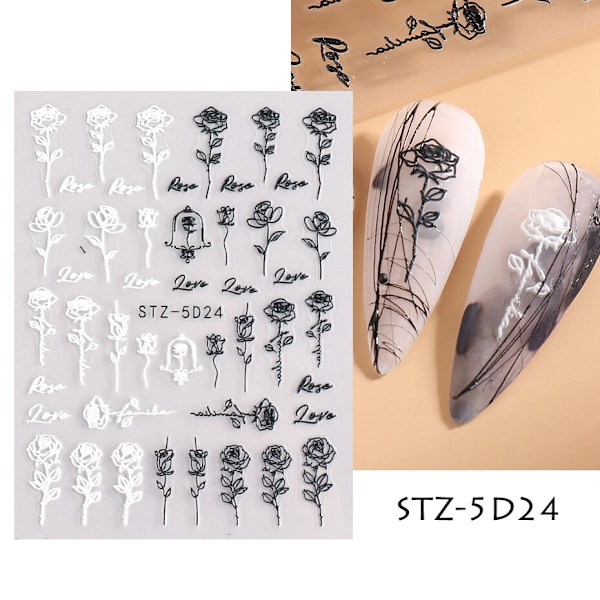 5D Halloween Nageldekaler Spindelväv Skräckögon Ansikte Pumpa Nageldekaler Präglade Designer Sliders Folier Manikyr TRSTZ-5D STZ-5D24