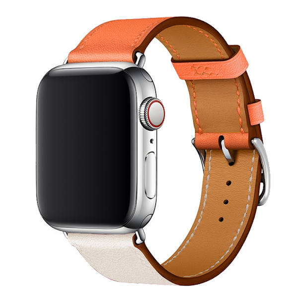 Klockarmband för Apple Watch iWatch 42/44/45/49mm benvit med orange