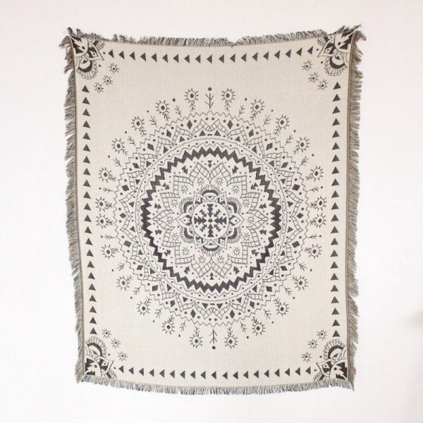Boho Sofffilt Stickad Bomull Sofföverdrag Demonöga Viktad Tapet Bohemisk Tofs Boho Väggdeko Picknickfilt Filtar M 130x160cm