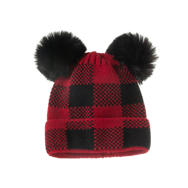 Nya produkter i lager Höst och Vinter Pälsboll Förälder-Barn Stickad Mössa Fabriks Grossist Rutig Mamma Baby Jul Varm Mössa Parent-Child Average size