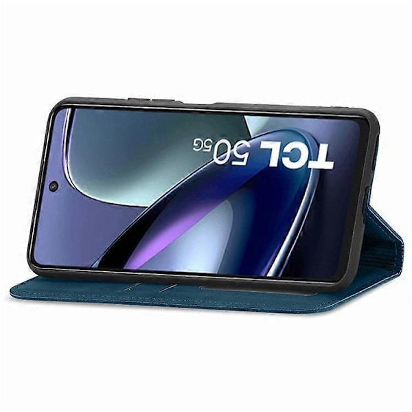 Kompatibelt Skal för TCL 50 5G, Läder med Kortfack, Magnetisk Stängning DarkBlue