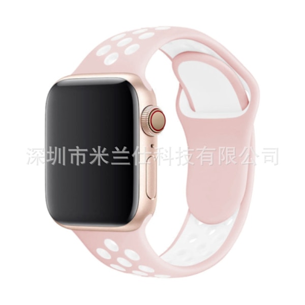 Klockarmband för Apple Watch iWatch 38/40/41/42mm-S10 standardstorlek SM kod 22 rosa med vit