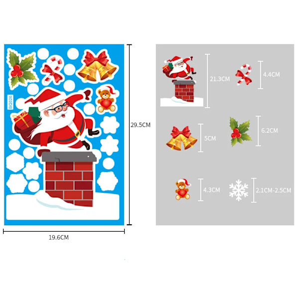 Jul Glasdekaler Heminredning Ornament Jul Snöflinga Jultomte Dörr Butiksfönster Dekal Nyår Juldekoration 28