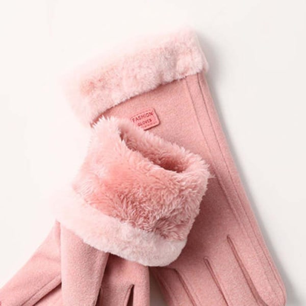 Vantar Dam Vinter Bokstav De Sammet Utomhus Koreanska Sport Ridning Tjock Varm, Halkfri, Pekskärm Körhandskar 21 Pink One Size