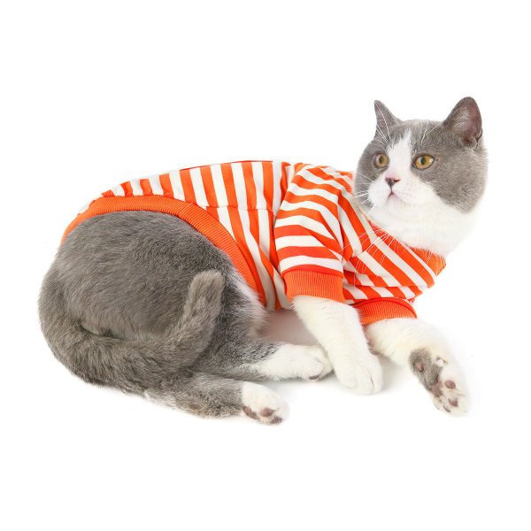 Katteklær sommer T-skjorte kjæledyrklær stripeT-shirt-Red XXL