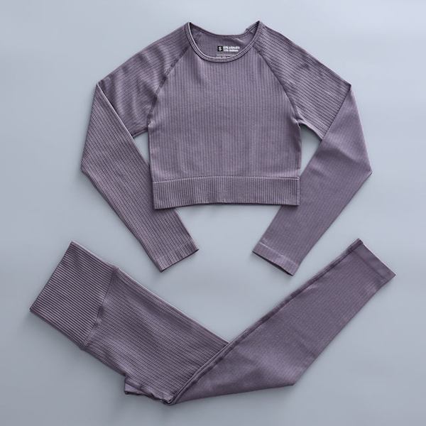 Joogasetti Naisten Kuntosalivaatteet Naisille Korkeavyötäröiset Joogahousut Verryttelypuku Naisten Fitness-vaatteet Top Pants Purple L