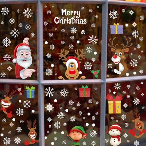 Jul Väggdekaler Elektrostatisk Fönsterglasdekal Jultomte Älg Gåva God Jul Dekor För Hemmet Julpynt Style13