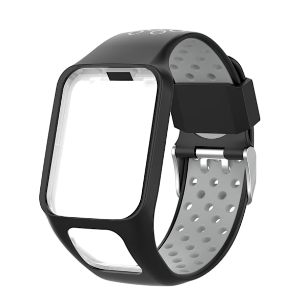 Silikoninen vaihtoranneke TomTom Multi-Sport /Runner2/3 -kelloon Black grey