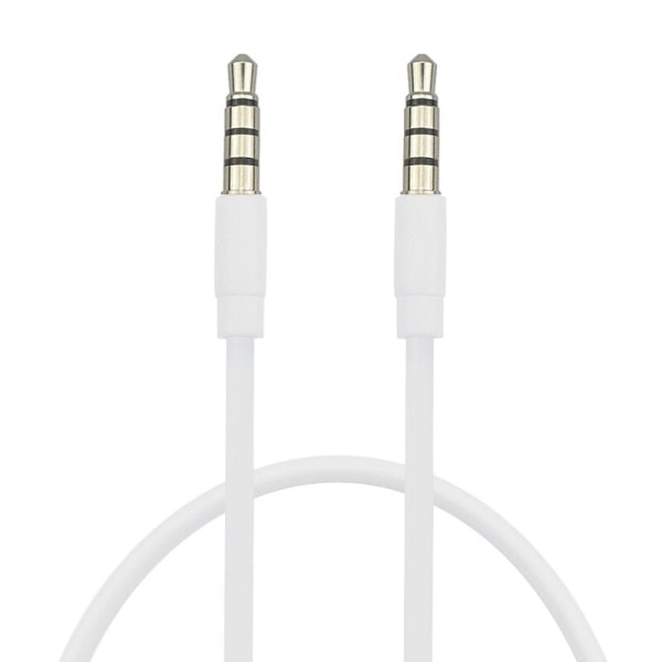 4-polig Aux-kabel 3,5 mm hane till hane Jack Ljudkabel Nickelpläterad kontakt Stereo Ljudsladd för Hörlurar Högtalare MP3/4 CD-spelare White 0.15M