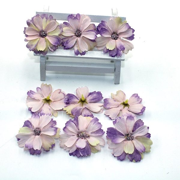 Heta 50 stycken 4,5 cm prästkrage blomhuvud mini siden konstgjord blomma dekoration hem bröllopsdekoration DIY krans huvudbonad fa 3