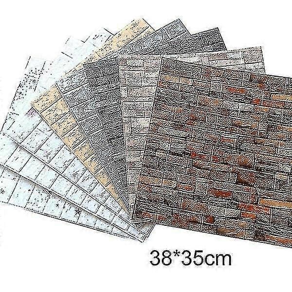 10 kpl 3D Tiiliseinä Tarra Itsekiinnittyvä Vedenpitävä Vaahtomuovilevy Tapetti Kylpyhuone Keittiö Punainen Red