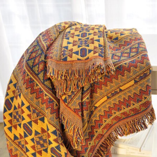 Förbättrad Vinter Bomull Vävda Linje Filt Soffa Handduk Stickad Förtjockad Varm Pad Mat Bohemian Boho Överkast Resepläd A Overseas