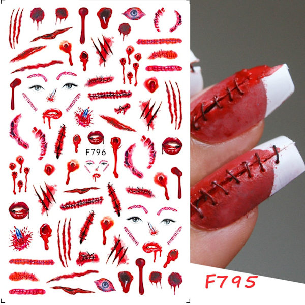 3D Halloween Nageldesign Anime Joker Spindel Orm Sliders Nageldekaler Självhäftande Dekaler Flickor Barn Party Manikyr GLF794 STZ-G037 Black