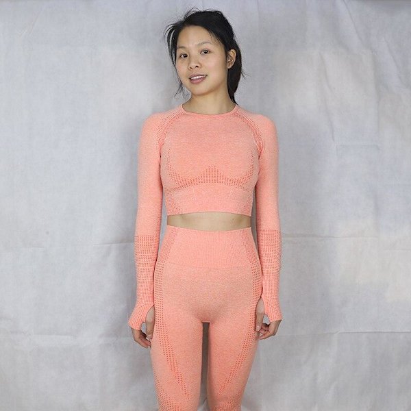 Joogasetti Kuntosalivaatteet Fitness-leggingsit+Lyhyet Paidat Urheilupuku Naisille coral red x L
