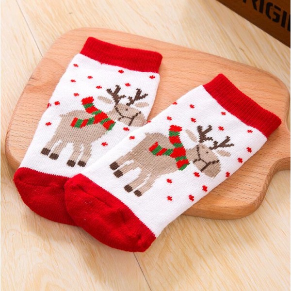 1 Par Bomull Vinter Baby Flickor Pojkar Barn Strumpor Barn Terry Snöflinga Älg Jultomte Jul Björn Gåva Billiga Saker kläder Striped 4 to 6 years