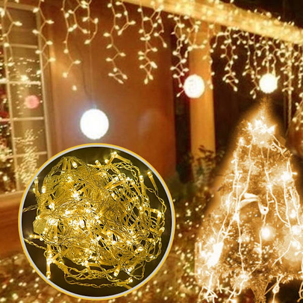 Julelys Gardin Lyslenke Foss Utendørs Dekorasjon 5M Høyde 0.4-0.6m Fairy Led Lys for Hagefest Høytid Warm White EU plug