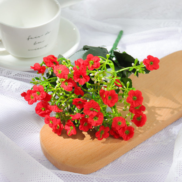 Kunstige Blomster Roseknopper Parti Gypsophila Falsk Kunstig Plante Blomsterbukett For Bryllup Hjem Fest DIY Dekor BF049-yellow