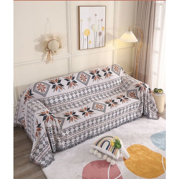 Boheemi Ruudullinen Huopa Sohvalle Sängylle Koristeellinen Huopa Ulkoiluun Retkeilyyn Boho Sohvanpäällinen Heittohuopa Piknikille Tupsuilla Type 11 90x150cm