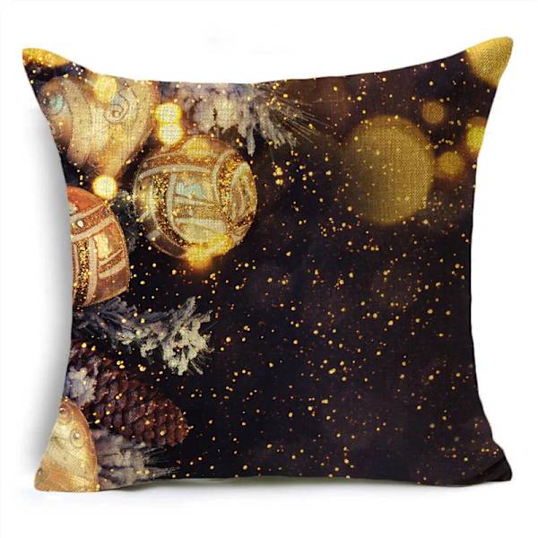 Merry Xmas Prydnadskuddar Överdrag 40/45/50cm Julgran Snögubbe Ornament Bollar Kuddfodral för Soffa Vardagsrum Heminredning 40cm x 40cm 01
