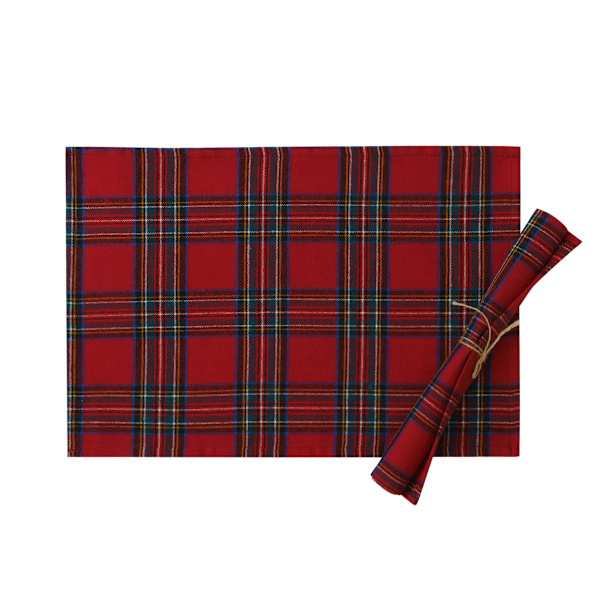 Joulufestivaalin pöytäliina lämmönkestävä matto pöytätabletti kangas pöytäjuoksija korkean lämpötilan kestävä Large plaid red 40 * 40cm (napkin)4pcs