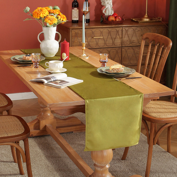 Velour Bordløber Enkel Ensfarvet Bordløber Bryllupsfest Spisebordsdekorationer Lang Duge Yellow 33*180cm