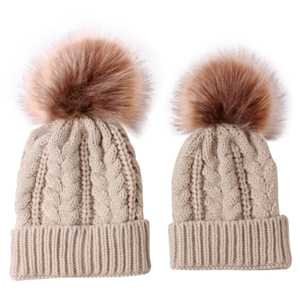 Uusi Twist Äiti-Lapsi Naisten Hattu Äiti ja Vauva Setti Neulehattu Khaki Average size