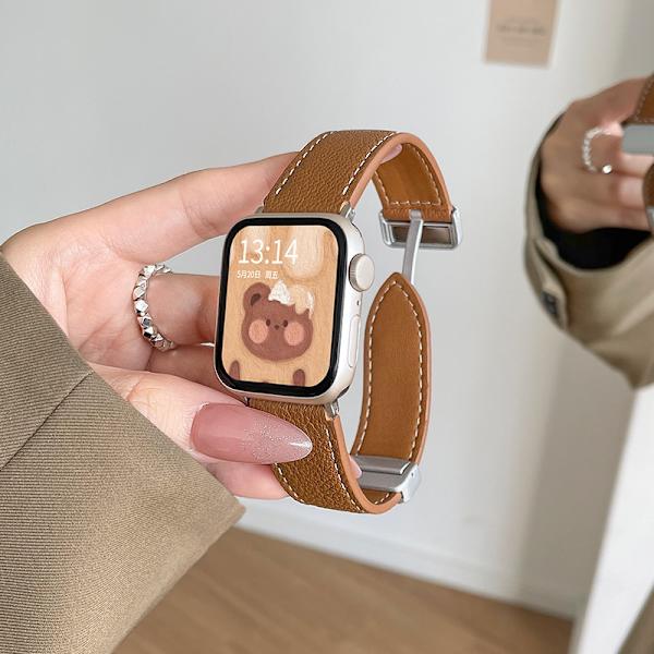 Klockarmband för Apple Watch iWatch för SE/4/5/6 40mm Läder Magnetiskt Spänne - Mörkbrun