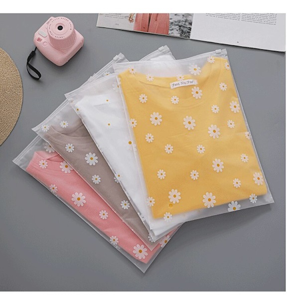 10 st 0,18 mm Daisy Matta/Frostade Plastförpackningspåsar med Dragkedja, T-shirt Badkläder Zip Lock Klädpåsar 20X25cm Planet