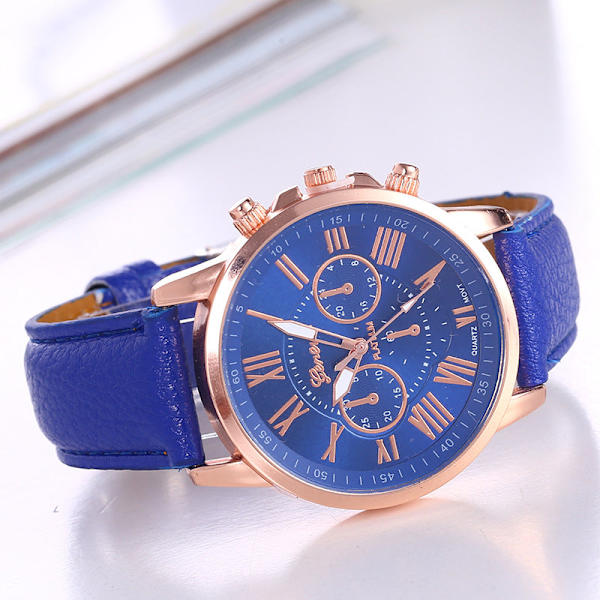 Dambälte Läder Klockarmband Dam Mode Damklocka Skala Herrklocka Orange
