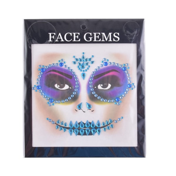 Halloween Ansigtsklistermærker Spøgelse Kranie Ansigtsklistermærke med Diamantdekoration 3D Sexet Ansigtsklistermærke Prom Feriefest Ansigtsklistermærke Dekoration 02