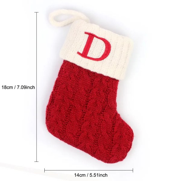 Hängbar Röd stickad Julstrumpa Snöflinga Bokstav Julstrumpa Julgranshängande Ornament 2024 Navidad Natal Xams E