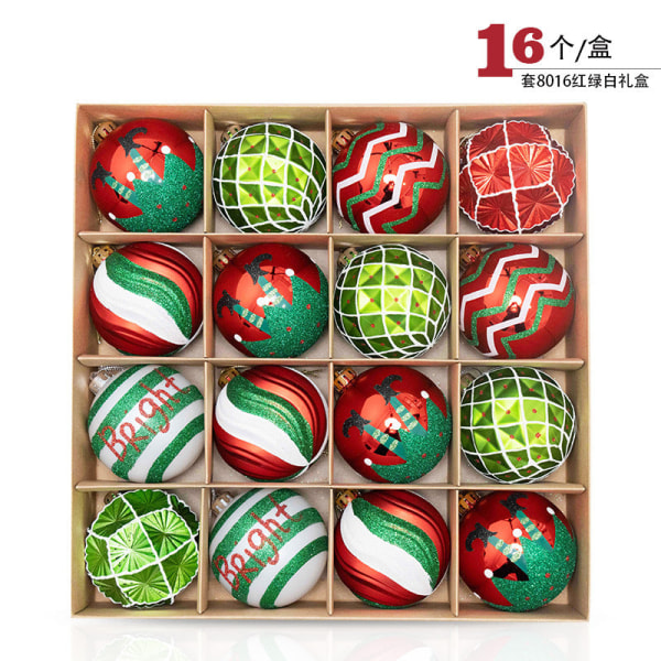 Yinhao Julekule 16 8cm Plast Julefargekule Juletre Anheng Ornament Hengende Ornamenter Red and White